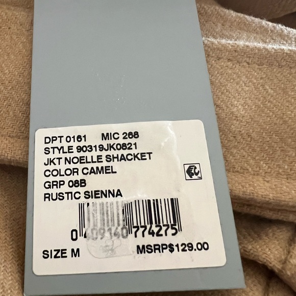 Antonio Melani Noelle Shirt Jacket Shacket Classic Camel Medium NWT - Picture 5 of 5